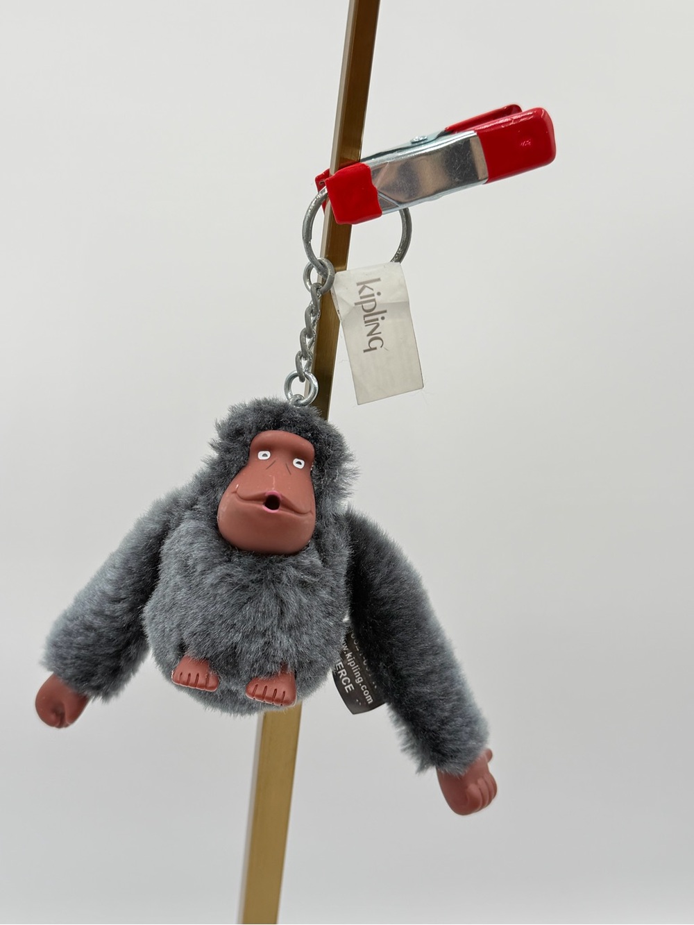 Kipling Monkey Keychain Plush Bag Charm – “PIERCE” Authentic  charcoal Gray